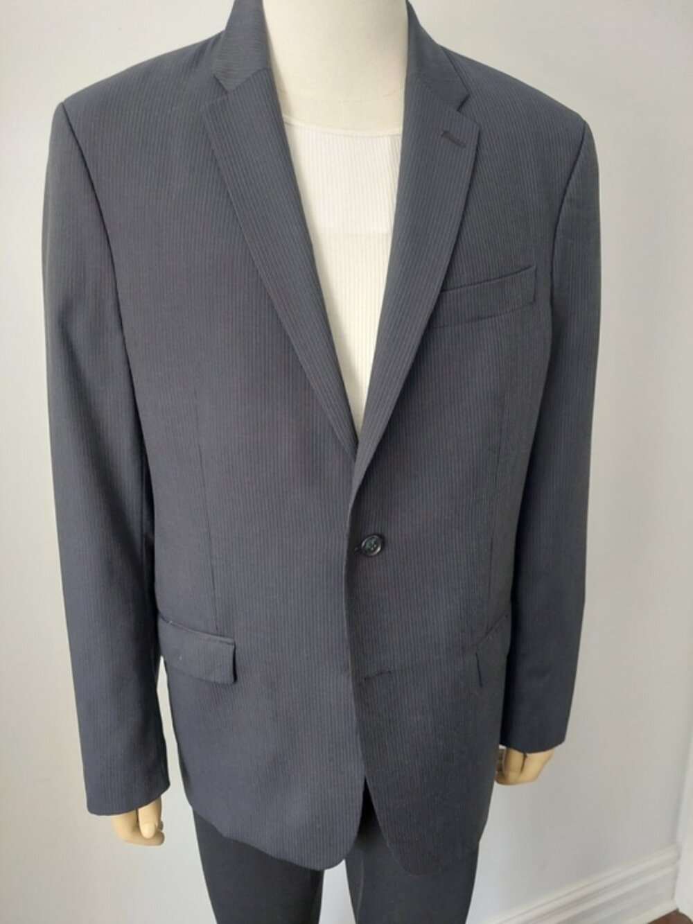 Calvin Klein Slim Fit Navy Blue Micro stripe Suit Blazer (42R) EUC - Picture 6 of 7